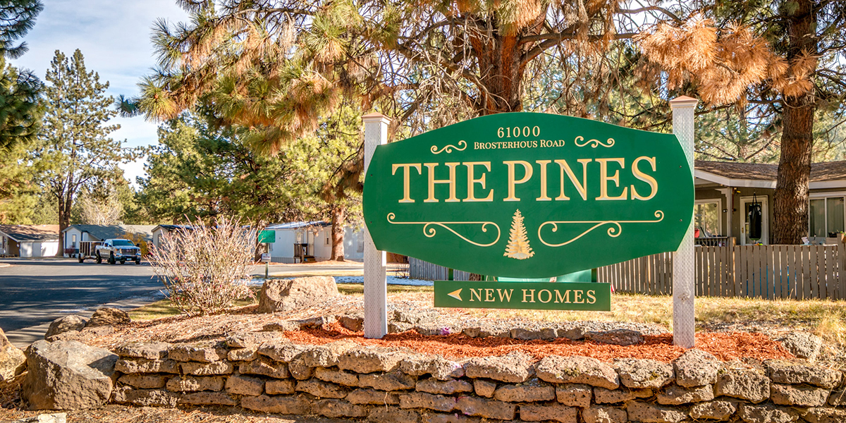 The Pines entrance sign
