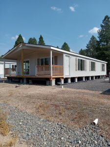 A new manufactured home under construction.